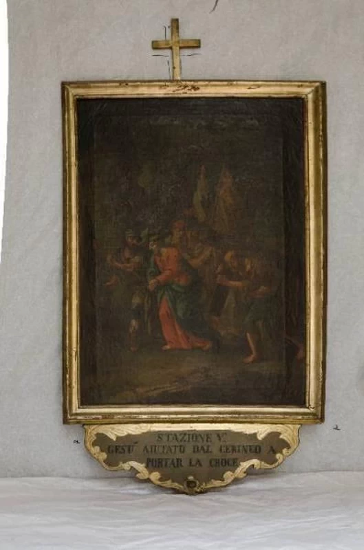 56-Via Crucis-stazione V-Gesù aiutato da Simeone-Chiesa di san Carlo (BS)